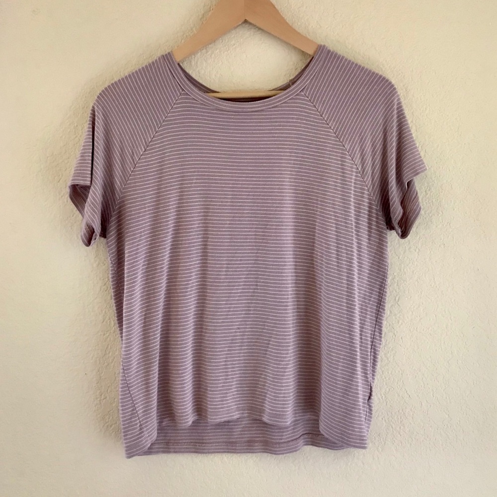 Blush Pink & White Tripped American Eagle Top!